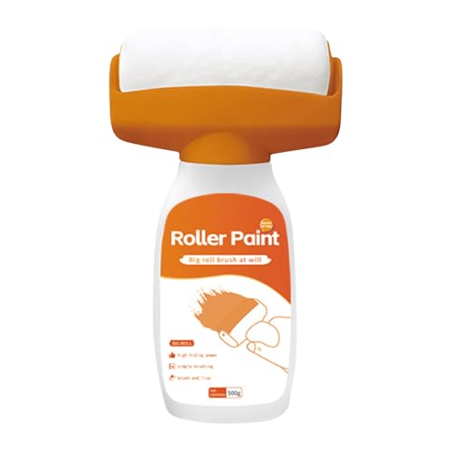 Rodillo de pintura de pared, 500 g, relleno de imprimación, pintura de pared, cepillo rodante con papel de lija y 1 par de guantes, kit de rodillo integrado de secado rápido a base de agua para