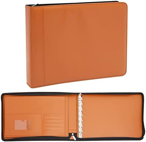 Business Check Binder 7 Ring for Checkbooks, Brown Faux Leather (15 x 10.7 x 2 in)