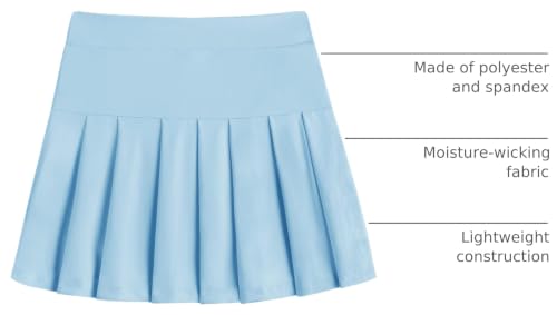 Image of Arshiner Girls Tennis Skirt with Shorts Pockets Athletic Pleated Golf Skort | Girls School Uniform Skirt, Sport, Performance, Running, Workout, Cheer, High Waisted, 4-13 Years