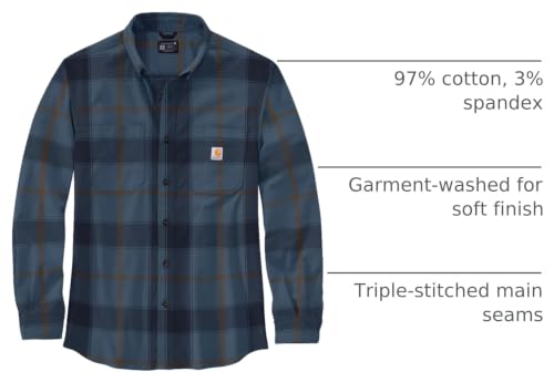 Image of Carhartt Men's Rugged Flex Relaxed Fit Midweight Flannel Long-Sleeve Plaid Shirt