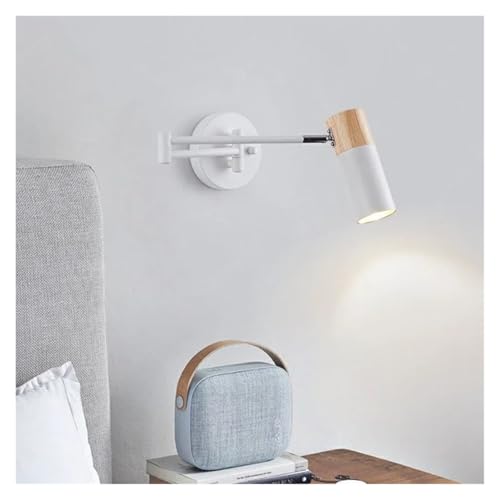 Lámpara de pared para dormitorio que ahorra espacio con brazo plegable y extensible blanco 3