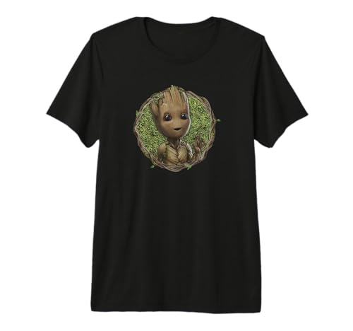 T-shirt Premium Marvel Groot au design graphique circulaire et finitions soignées