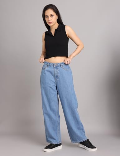 Image of INKD Women's Baggy Fit Jeans - Mid-Rise | 100% Cotton | Jeans for Women (Available in Plus Sizes)