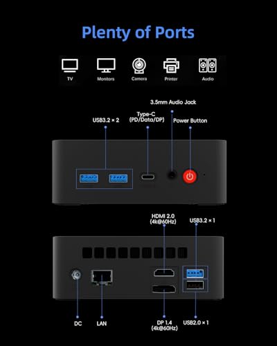Image of Mini PC, AMD Ryzen 5 3500U (Beats 4300U /N150 /N100), 16GB RAM 512GB SSD, Windows 11 Desktop Computers for Home Office Business Students, Triple 4K Display via USB-C, HDMI, DP, WiFi, BT