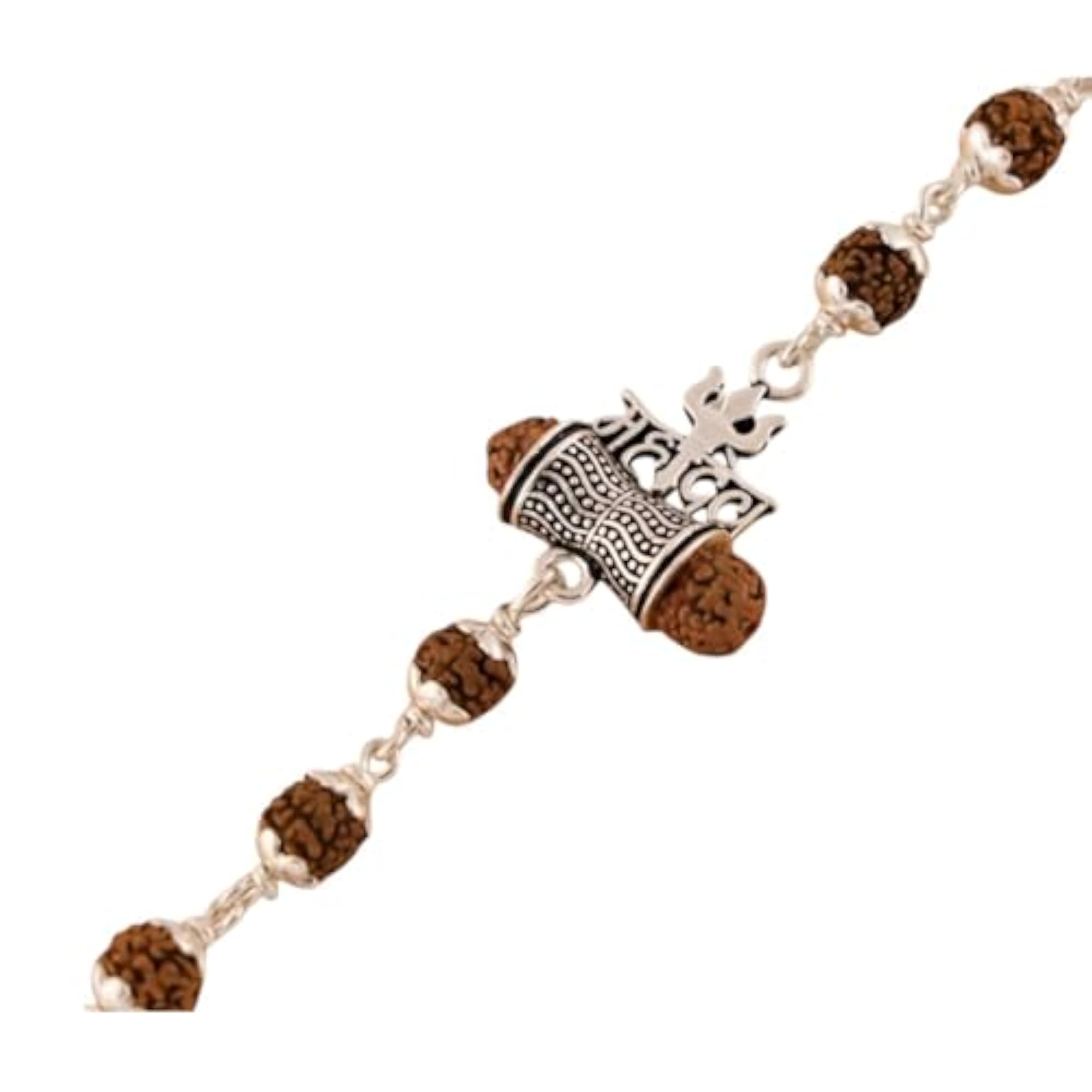 Rudraksha 925 Silver Trishul Bracelet for Boys and Men