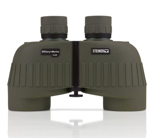 Steiner Military-Marine Series Binoculars, Lightweight Tactical Precision Optics For Any Situation, Waterproof, Green, 7X50 #TOP1