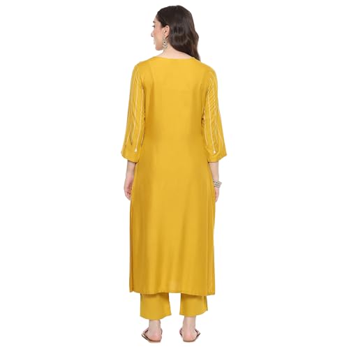 Image of BIBA Women Rayon Flex Straight Printed Suit Set