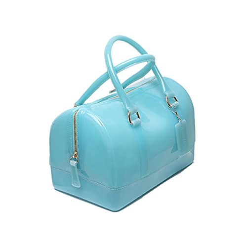 Image of Ladies Summer Jelly Pillow-shaped Top Handle Handbag Candy Color Transparent Crystal Purse