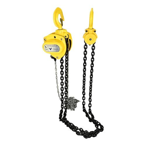 Image of HYCO Label Flymax VD Heavy Duty Type Hand Chain Pulley Block, Heavy Duty Manual Hoist, 3 Meter Lift, Yellow Steel Construction for Transport, Warehouse, Workshop, Garages (5 Ton)