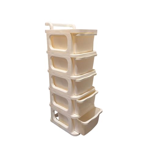 Image of BabyPro 4 Layer Plastic Drawer Organiser with Wheels, White, Pack of 1
