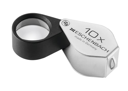 Eschenbach Optik aplanatische Einschlaglupe aus Metall 10x-Vergrößerung Linsendurchmesser von 21 mm und praktischer Öse - Made in Germany