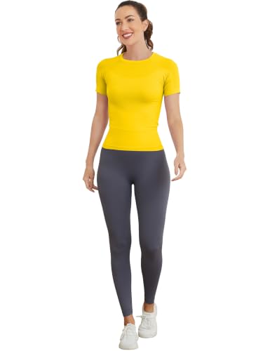 Image of MathCat Seamless Workout Tops for Women Short Sleeve T-Shirt | Slim Fit, Compression, Quick Dry, Lightweight, Mesh Vents, Chafe-Free, Hip Length, Workout, Yoga, Running, Athletic