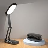 Akejrym LED Desk Lamp for Office Home & Battery Operated Lamp Rechargeable Lamp Foldable & Portable Light, [2-Fold Bracket] 3 Brightness Dimmable Small Desk Lamp Wireless Reading Lamp (Black)