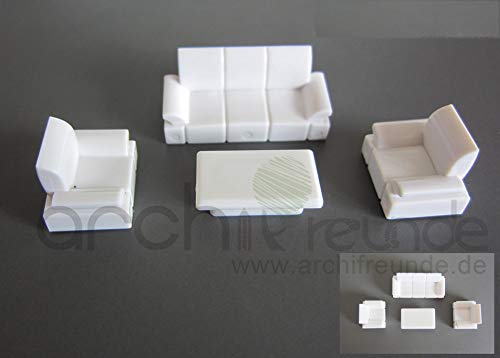 3er Set Modell Sofa Set mit Tisch für Modellbau 1:50, Modelleisenbahn Spur 0