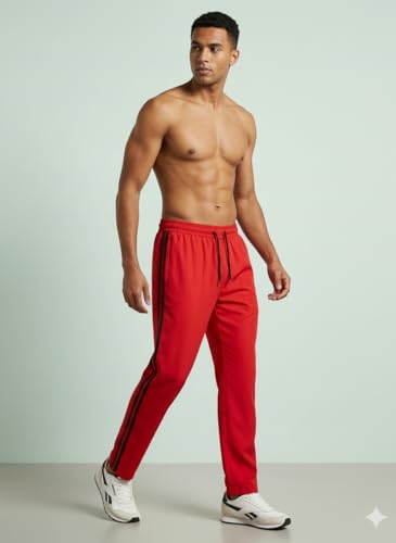 Image of Men's NS Cotton Track Pants, Elastic Waistband, Pockets & Jip Casual Sports Trousers, Gym Sports Workout Plus Size (S to 6XL)