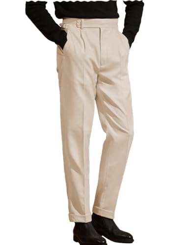 Men's Dress Pants Vintage Pants Straight Fit Flat Front Business Casual Golf Pants
