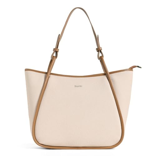 Image of EXOTIC Formal Laptop Handbag for Women, Herringbone Pattern, Leather Trim, Tote Style with Adjustable Shoulder Strap
