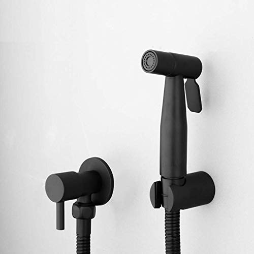BAIHAO Bidet Spray Set, Wall Mounted Concealed Matte Black Toilet Bidet Sprayer Mixer Valve Brass Bidet Shower Tap and Holder with Booster Nozzle