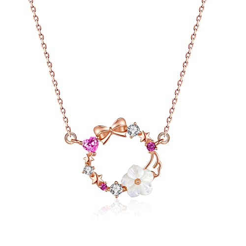 桜＠♥K18PG☆ピンクゴールドフラワーデザインネックレス☆美品 桜彫刻 ネックレス K18PG ピンクゴールド リーフモチーフ 手彫り