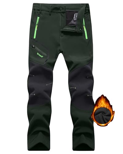 YAOHUOLE Pantalones de senderismo para hombre, pantalones de exterior para hombre, pantalones softshell, pantalones para hombre, pantalones de senderismo para hombre, Verde militar., L