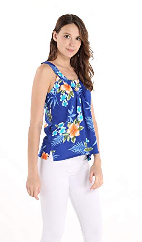 Image of Matchable Family Hawaiian Luau Men Women Girl Boy Clothes in Hibiscus Blue