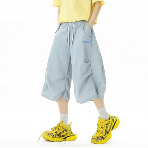 Hewlshawn Women's Capri Pants Y2K Hip-hop Knee Length Long Wide-Leg Casual Baggy Bermuda Cargo Shorts for Summer2