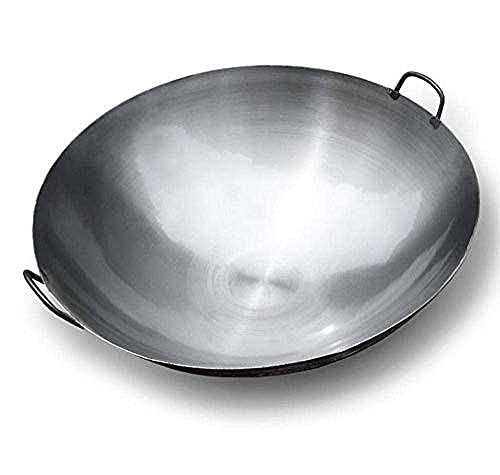 Wok de hierro grande 36 cm con mango de acero inoxidable