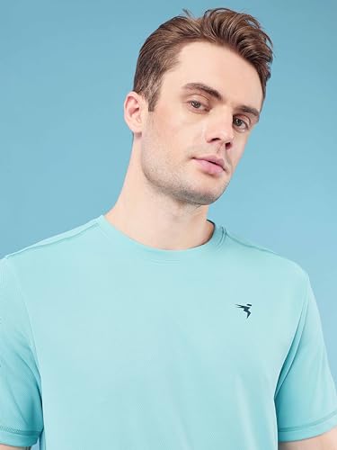 Image of TECHNOSPORT Men's Slim Fit Polyester Activewear Sports T-Shirt with Moisture-Wicking Comfort for Workout, Running & Gym