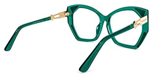 Zeelool Retro Acetate Oversized Thick Geometric Blue Light Blocking Glasses Eyewear For Women Routh Zop01957-04 Green #TOP4