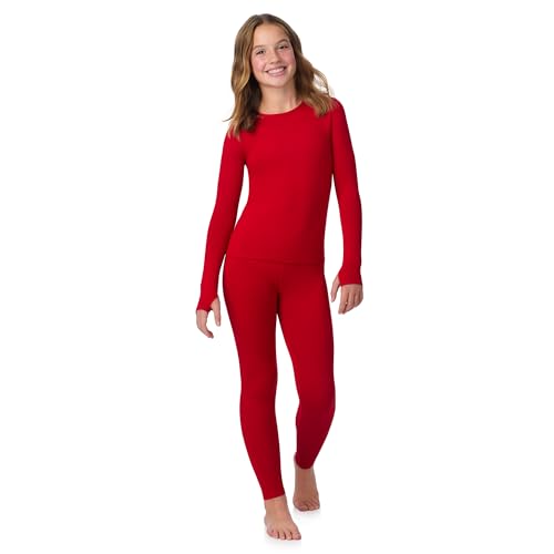 Image of Cuddl Duds Lightweight 2 Piece Active Base Layer Matching Sets for Girls | Kids Everyday Activewear, Long Sleeve Top & Leggings, Back to School & Gym Clothes, Breathable Moisture Wicking Lounge Set