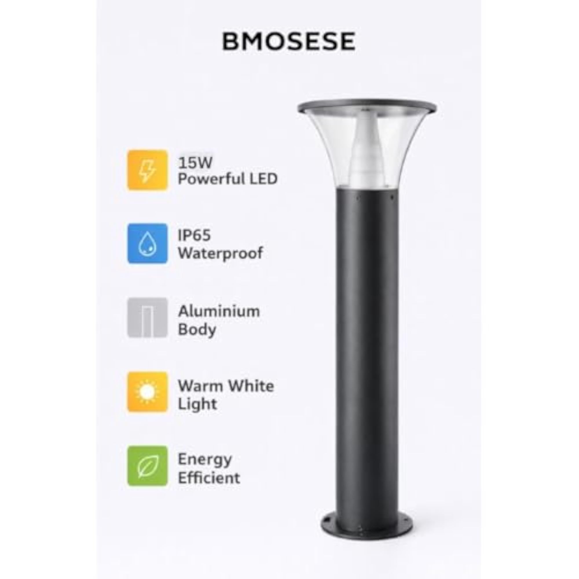 15W LED Outdoor Bollard Light for Garden & Pathway