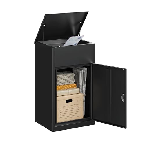 Yizosh Package Delivery Boxes for Outside,Extra Large Mailbox for Parcel with Secure Storage,Anti-Theft Parcel Mailbox with Coded Lock,Steel Package Delivery Box for Outdoor,Curbside,Porch