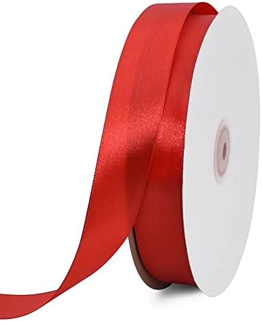 TONIFUL 1 Inch x 100yds Red Satin Ribbon, Thin Solid Color Valent...