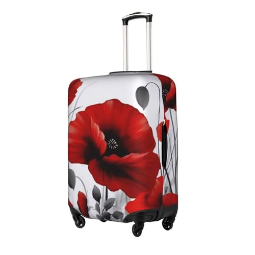 Red Poppy Flower Printed Luggage Cover Elastic, Washable, Universal Fit 18-32 Inch Travel Suitcase Cover Easy To Identify2