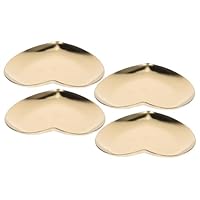 TOPBATHY 4 Pièces Plateau de bijoux en acier inoxydable petit plateau à bijoux porte-colliers vide poche coeur organisateur de parfum pour la chambre Doré