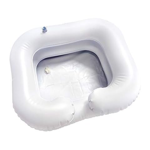 Inflatable Hair Washing Basin, Shampoo and Conditioner Basin, Elderly Care Bathing Aid Wash Hair in Bed with Drain Tube for Injured, Bed-Bound, Disabled, Pregnancy, Post-Surgical Patient(65x48x20cm) Cover