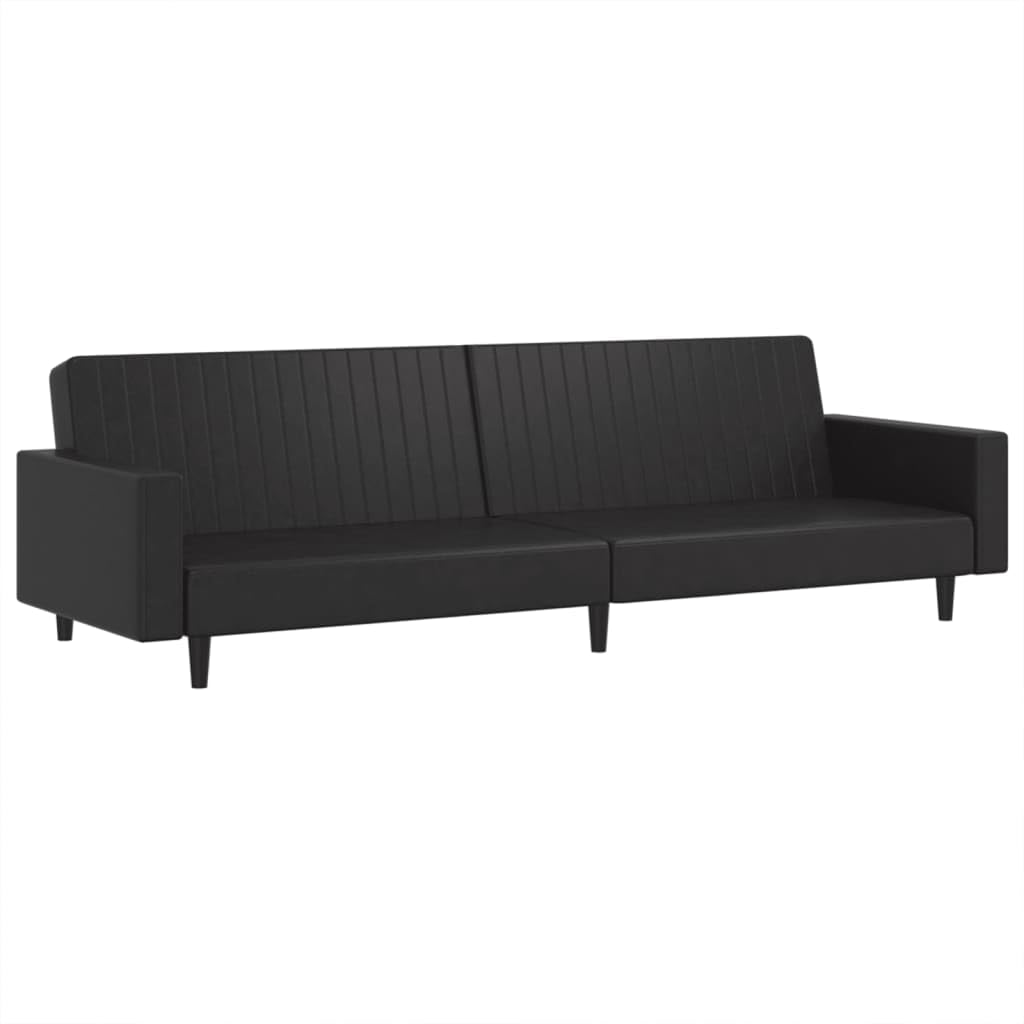 vidaXL Sofá Cama de 2 plazas Cuero sintético Negro