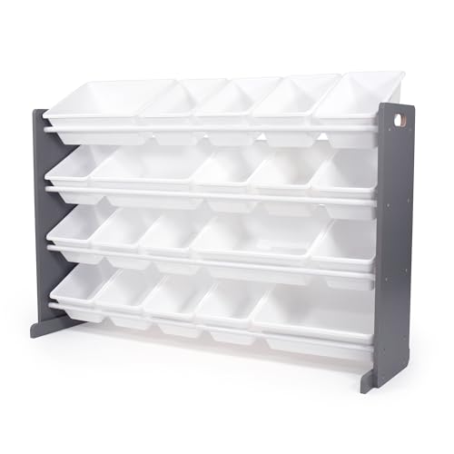 Humble Crew Toy Storage Organizer with 20 Removable Storage Bins for Kids Playroom, 4-Tier Toddler Toy Organization and Storage, Grey/White