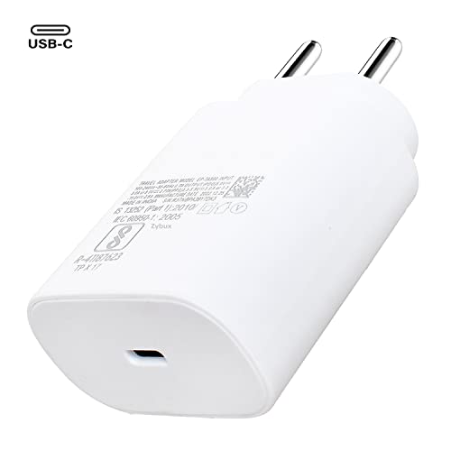 Image of ZYBUX 25W Superfast Type C M14 5G Charger Adapter Compatible With Samsung Galaxy M15|A15|F15|A55|M55|F55|A14|A25|F14 Fast Charger Adptor [25 W Type C],White
