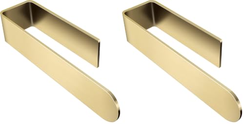 Image of Taozun Towel Holder Gold Hand Towel Rack Adhesive Towel Bar Stick on Towel Ring for Bathroom Wall Kitchen RV, Stainless Steel Brushed Brass Finish (Pack of 2)