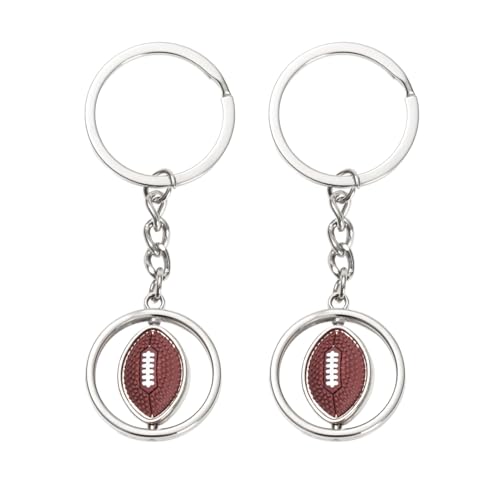 Hugwish Llavero Rugby Balon Pelota 2pcs, Llavero Fútbol Americano, Fútbol Americano Rugby Regalos Para Todos Los Atletas De Deportes De Pelota