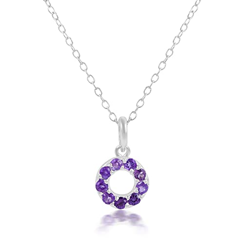 Collier pendentif améthyste et argent sterling 925 éclat joaillerie rond