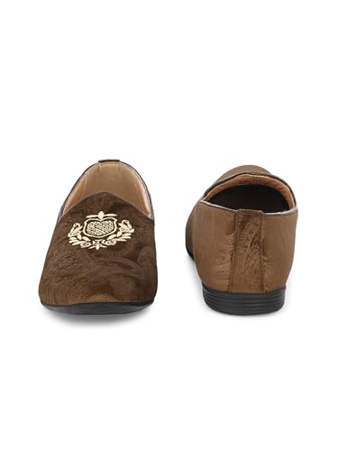 Image of San Frissco Men's Formal Loafers with Velvet Embroidered Design Trending Shoes /Moccasins Jutti for Festive, Wedding, Party Slip-On Loafers /Stylish Lightweight and Comfortable Mojaris