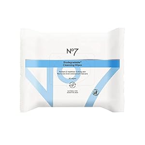 No7 Biodegradable Cleansing Wipes – Waterproof Mascara & Makeup Remover Wipes – Vitamin B5 + Witch Hazel & Fennel Extract Facial Cleansing Wipes for Revitalized Radiant Skin (Dual Pack, 60 Wipes)
