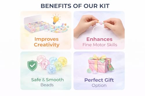 Image of Ambitieux DIY Bracelet Making Kit - 575+ Beads Jewelry Set with Glass, Double, Charms Pendants Accessories, Evil Eye, Elastic Thread, Cutter & Jute Bag - Craft Kit for Girls, Kids & Adults birthday 2 3 4 5 6 7 8 9 years (Crackle)