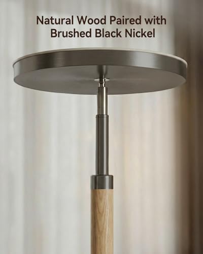 Image of JOOFO Wood LED Torchiere Floor Lamp with Remote, 3000LM Dimmable