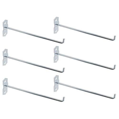 Rannb Pegboard Hooks Heavy Duty Metal Steel 3/8" Square Hole Peg Hooks Suitbale for 1.5" Spaced Pegboards Garage Wall Hooks for Organizing Tools in Home or Garage 8" Long - 6pcs