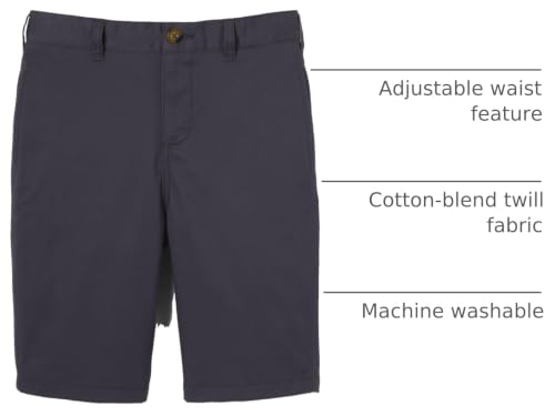 Image of French Toast Boys Flat Front Stretch Twill Shorts with Adjustable Waist in Standard and Extended Kids Sizes Navy, 6