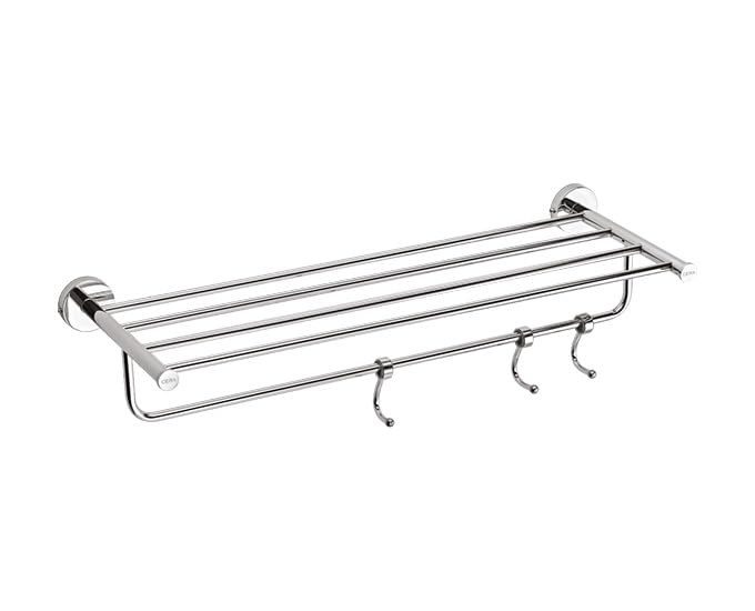 CERA Meridien Towel W Hook Rack 24 Inch | Multipurpose Folding Bathroom Shelf Rack Rod | Hanger for Washroom | Wall Mount | Stainless Steel | Chrome Finish | F5015131CH-image-38