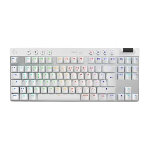 Logitech G PRO X TKL LIGHTSPEED kabellose Gaming-Tastatur, ultramobiles Design ohne Ziffernblock, LIGHTSYNC RGB, PBT-Tastenkappen, Tactile Switches (GX Brown), QWERTZ Deutsches Layout, Weiß